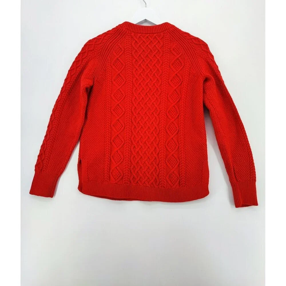 J. Crew Women’s Size XS Cable Knit Sweater Red Crew Neck Pullover Casual